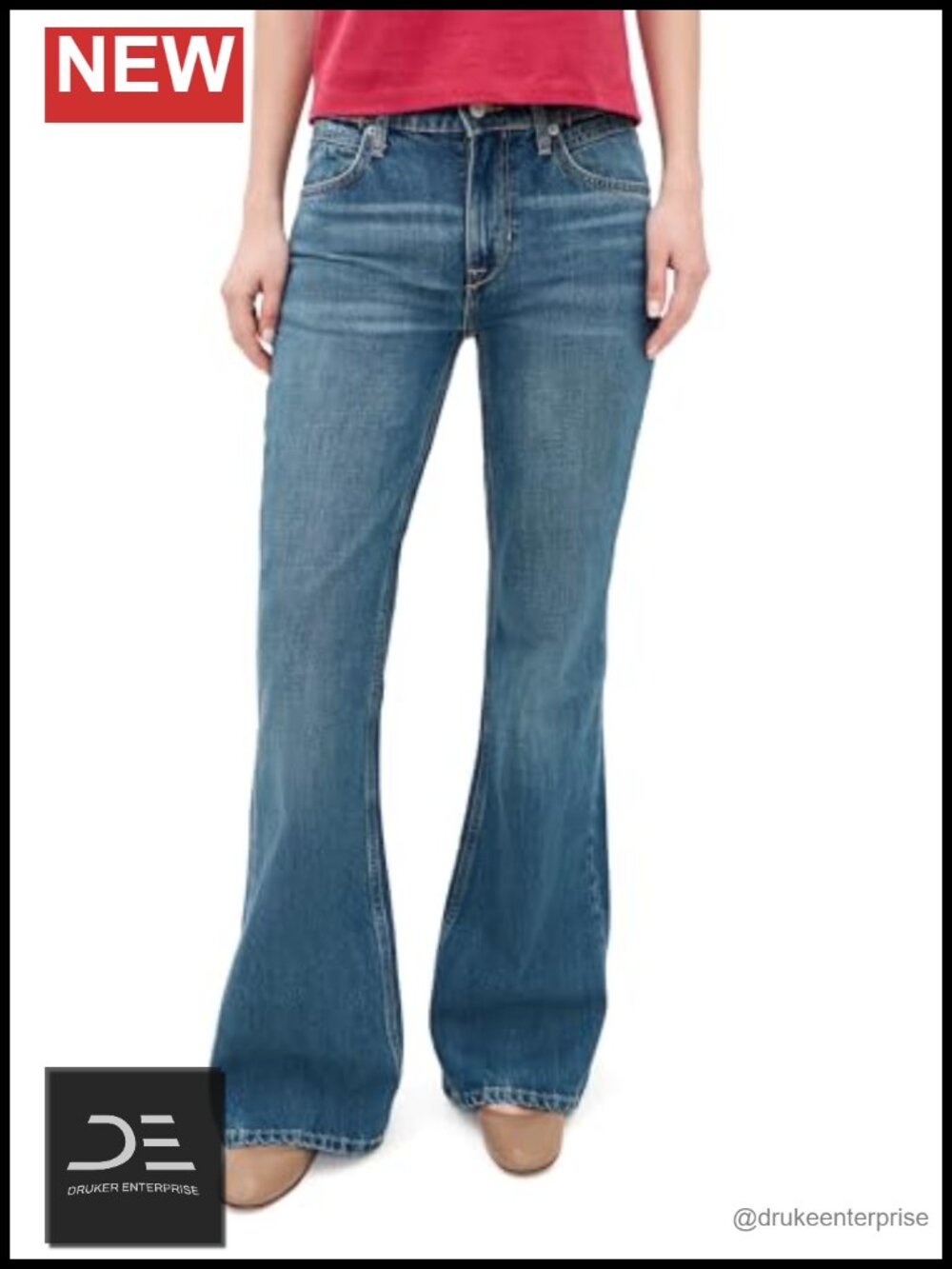 Free People Women's West Coast Relaxed Flare Jeans 100% Cotton Non-Stretch Denim